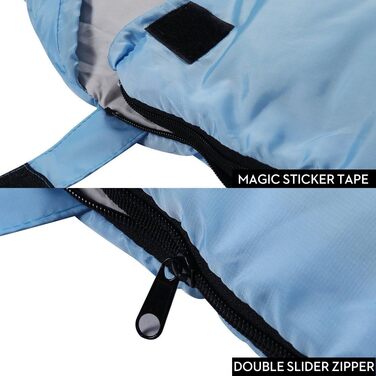 SOULOUT 3-4 Season Sleeping Bag - Waterproof Lightweight Sleeping Bag for Camping, Travel & Outdoor Activities - Ideal for Adults & Kids - 220 x 83 cm (Sky Blue / Left Zip)