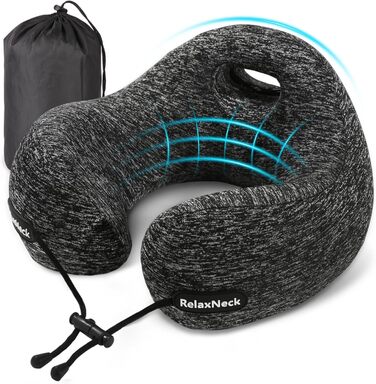 Подушка для шиї у вигляді U, Memory Foam, для подорожей, дорослі, ергономічна, з чохлом, для автомобіля, офісу, поїздки, сірого кольору