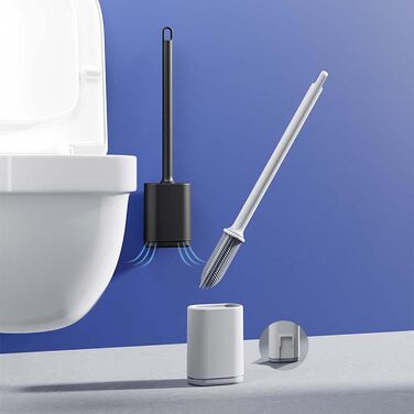 Силіконова щітка для унітазу Klobürste сірого кольору з кріпленням на стіну без свердління, швидковисихаючий тримач, настінний комплект