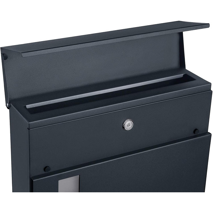 Поштовий ящик SONGMICS XXL з газетницею, антрацит, 37x37x10.5 см, з ключем та захистом від реклами