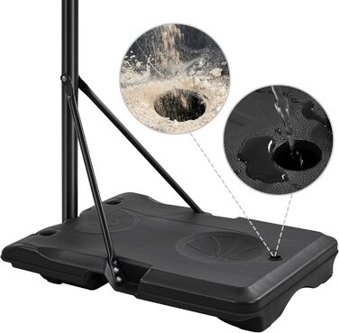 Yaheetech Adjustable Height Basketball Stand with Wheels - Mobile Basketball Hoop, Water/Sand Fillable, Indoor/Outdoor Basketball System - 226.5cm - 256.5cm