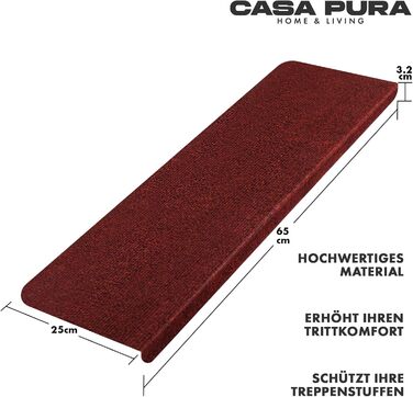 Casa Pura Stair Treads - 15 Piece Non-Slip Carpet for Stairs - Adhesive Backed, Leipzig Design, Half Round