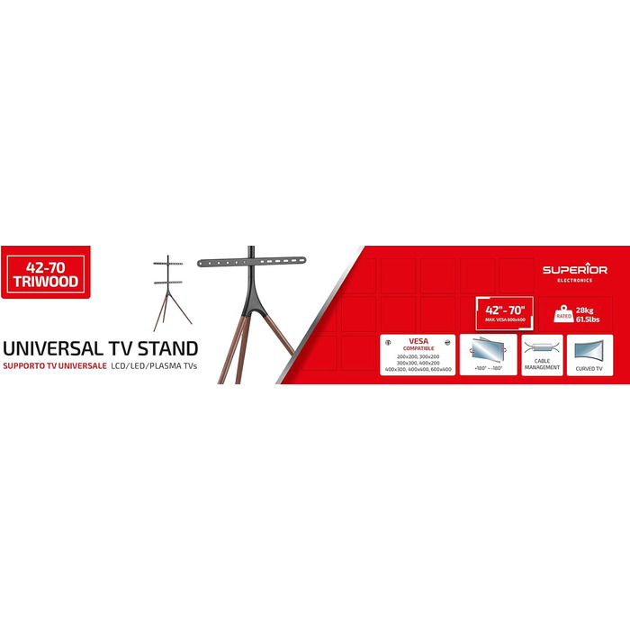 Підставка для телевізора Superior Electronics SUPSTV012, 42-70 дюймів, VESA 200x200 - 600x400