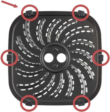 Russell Hobbs Rubber Feet for Grill Plate [6 Pack] compatible with SatisFry Hot Air Fryer 8l 27170-56 and 4l 27160-56 (Spare Part, Accessory) Airfryer N700685, Black Replacement Part: Rubber feet for grill plate