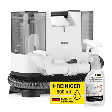 Портативний пилосос для миття килимів та меблів Clean | З миючим засобом | Легкий та компактний | Видаляє плями, потужний 400 Вт, баки для чистої та брудної води