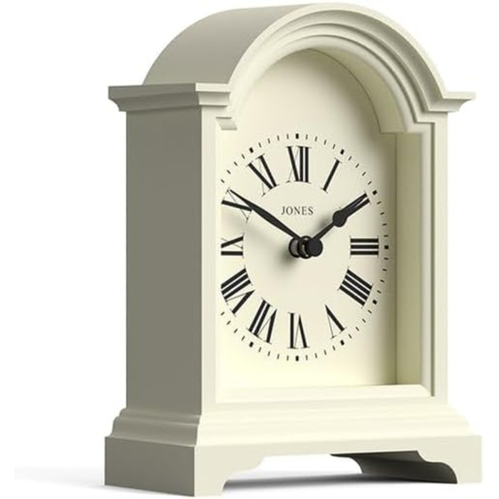 JONES CLOCKS® Bistro Table Clock | Classic Arch Design | White | Timeless style for desk, table, shelf, or nightstand