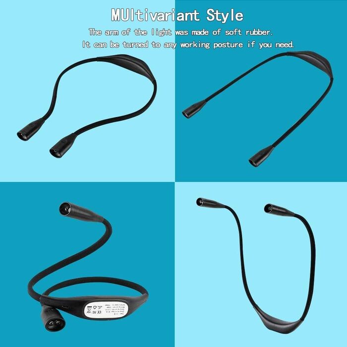 LED ліхтарик на шию, акумуляторний, для читання, в ліжко, 4 світлодіоди, 3 режими яскравості, для рукоділля, кемпінгу, ремонту 27 см