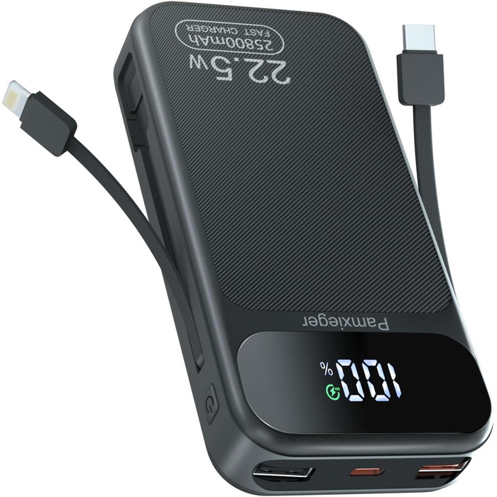 Power Bank 25800 mAh з LCD екраном: швидка зарядка PD3.0 QC4.0 для смартфонів та планшетів