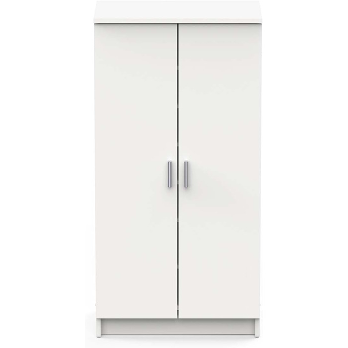 Multifunctional wardrobe with two doors, six shelves, white color, dimensions 55 x 108 x 36 cm
