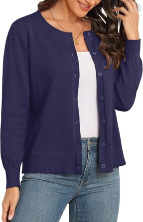 Кардиган PrinStory з в'язаного полотна з круглою горловиною, колір морської хвилі (XL)