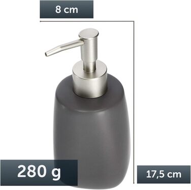 Дозатор для мила KADAX: керамічний диспенсер для мила, рідкого мила, мийного засобу та лосьйонів (антрацит)