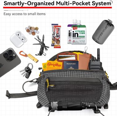 Чоловіча поясна сумка на пояс, чорна, ультралегка, водонепроникна, з нейлону, для спорту, подорожей, прогулянок з собакою