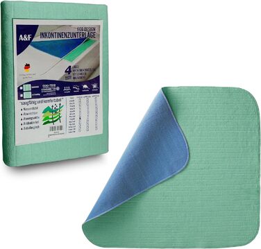 A&F Incontinence Pad 100x135 (Pack of 1) - 4 Layers - Up to 26280ml/m² Absorbency - Washable Patient Underpad - Washable Incontinence Pad - Mattress Cover Suitable for Adults Bed