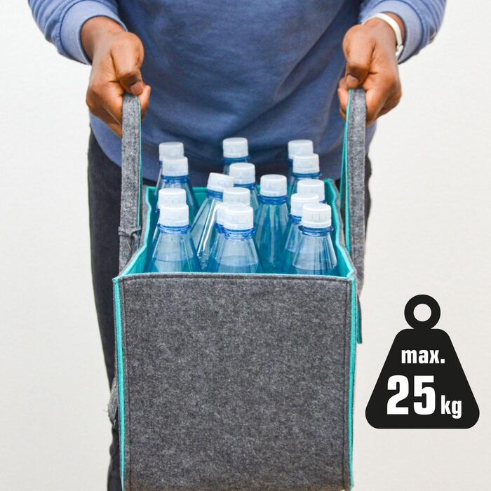 2-Piece Set: Heavy-Duty Shopping Bag Felt XXL - 50x25x25 Felt Bag Large - Kaminta Bag for Wood, Carrying Bag Firewood Basket - Car Shopping Basket Foldable Shopping Bag Felt Firewood Basket Modern