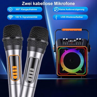 Караоке машина з 2 мікрофонами Bluetooth для дітей та дорослих з підсилювачем, портативна караоке система для вечірок