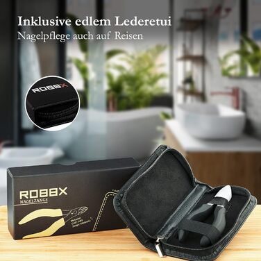 Набір для догляду за нігтями ROBBX® Profi: кусачки для товстих нігтів, зручна ручка, шкіряний етикет, ножиці для нігтів