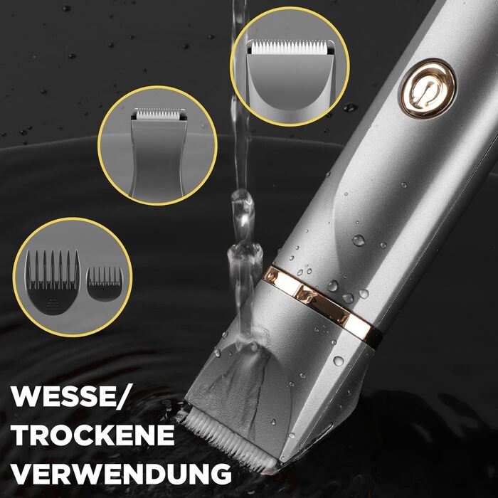 Електричний жіночий тример 2 в 1 Intimrasierer для бікіні та під пазухи, з керамічними лезами, водонепроникний (сірий, золотий)