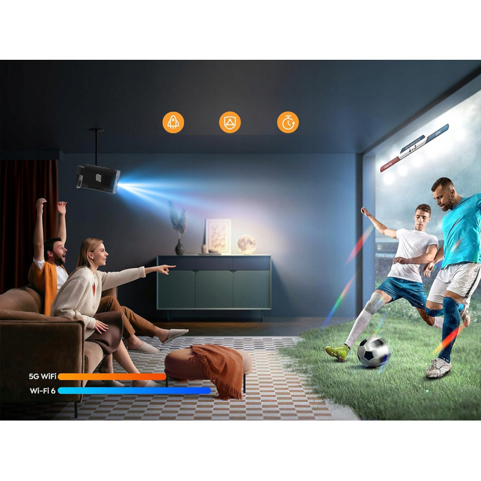 Проектор Heelly Smart TV: 20000 Лм, Android, WiFi, Full HD, підтримка 4K, автофокус