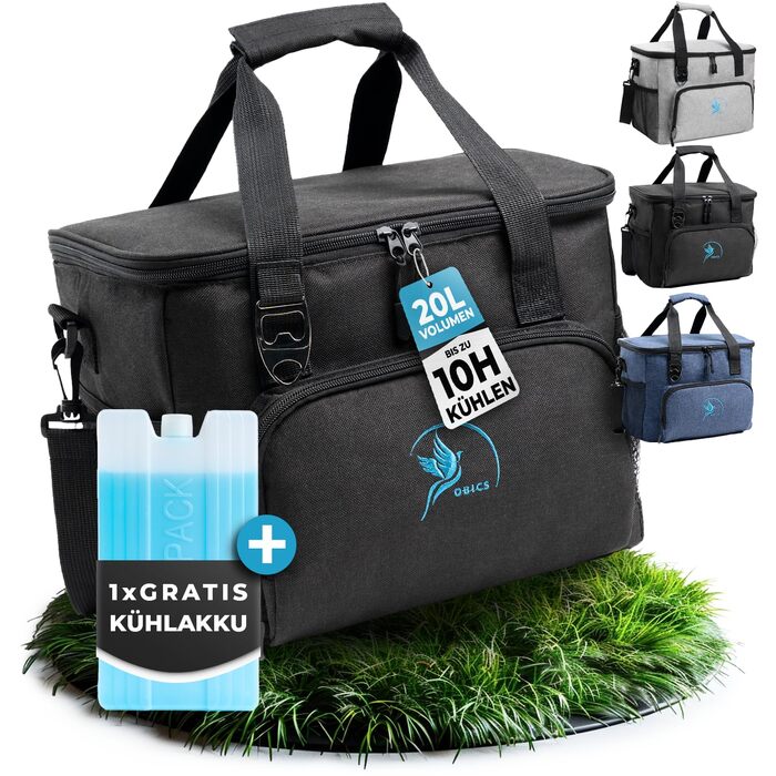 Ізольована сумка-холодильник 20/30L (складніша) для пікніка, роботи, покупок - чорна сумка-холодильник з PEVA матеріалом, 10-12 годин охолодження, з відкривачем для пляшок