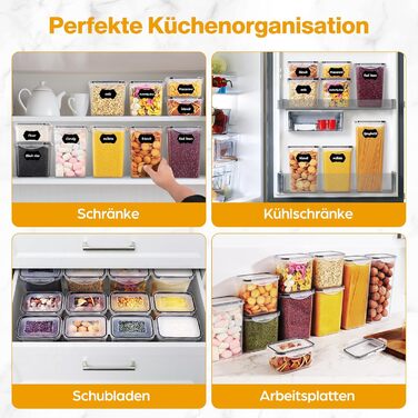 Контейнери для зберігання YASHE 24 шт. з кришкою, герметичні, BPA-free, для сухих продуктів, мюслі, борошна та цукру