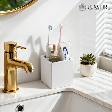 Тримач для зубних щіток Luxspire з 5 відсіками, з кремнеземом, для ванної кімнати, швидковисихаючий, для електричної зубної щітки та пасти, для стільниці, кухні, білий мармур, 5 відсіків - 1 упаковка (світло-сірий, 3 відсіки - 1 упаковка)