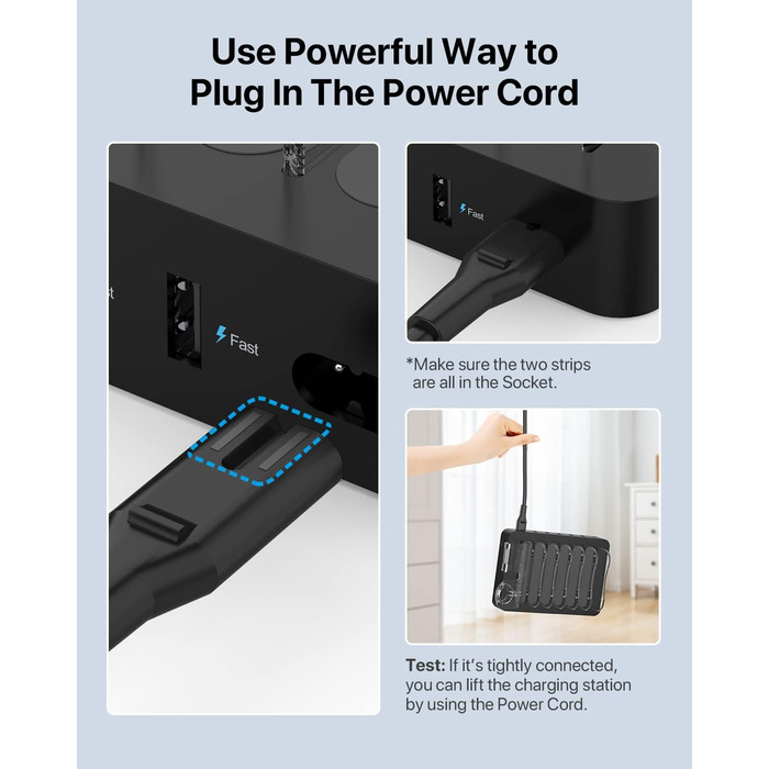 Зарядний хаб SooPii USB 60W/12A з 6 портами, органайзер для декількох пристроїв, з тримачем для Apple Watch, 6 кабелів у комплекті (Чорний)