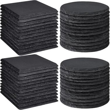 MAPRIAL 36-Piece Slate Coasters Bulk, 10.2 cm Hexagonal, Blank, Black Stone Coasters for Drinks, Natural, Handmade, Hexagon, Stone for Laser Engraving, Gifts, Engraving, Halloween (48 Pieces)
