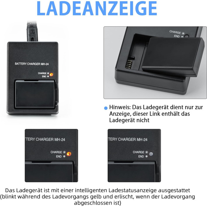 Зарядний пристрій MH-24 для акумуляторів EN-EL14/EN-EL14A (Nikon D3100, D3200, D3300, D3400, D3500, D5100, D5200, D5300, D5500, D5600, P7000, P7100, P7700, P7800, SLR-камери)