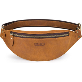 Чоловіча нагрудна сумка FANDARE з натуральної шкіри, поясна/нагрудна сумка для подорожей, туризму, спорту (колір: коричневий)