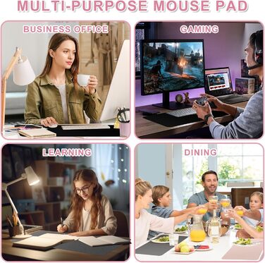 Підкладка для столу 80x40 см - XXL килимок для миші з PU-шкіри, вологостійкий та антиковзний - багатофункціональна підкладка для письма - для офісу/дому/ноутбука (Чорний)