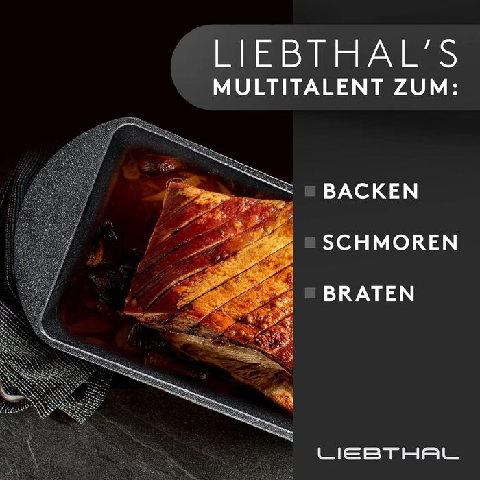 LIEBTHAL Loaf Pan with Lid - Precision-Fitting Non-Stick Silicone Insert - Pre-Seasoned Cast Iron Pot 3.5 L - Casserole Dish for Baking, Roasting, and Braising