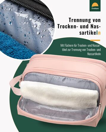 Чоловіча дорожня косметичка Kulturbeutel, водонепроникна, легка, з двома блискавками (Рожева)