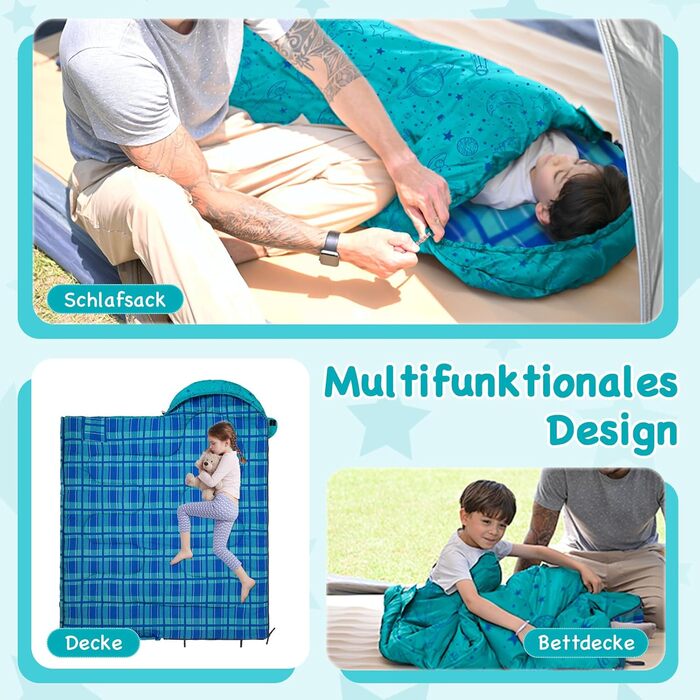 KingCamp Kids Sleeping Bag - Winter Warmth & 3-4 Season Comfort for Camping & Trekking - 170x70cm, 7°C Rating