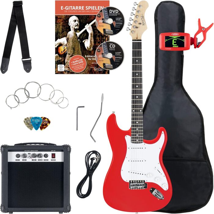 Електрогітара Rocktile ST-Pack Red Комплект (підсилювач, тюнер, тремоло, чохол, кабель, ремінь, медіатори, запасні струни та навчальний матеріал з CD/DVD)