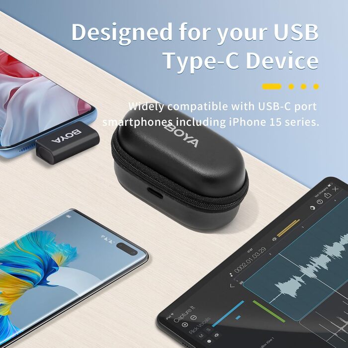 BOYA OMIC-U Бездротовий Lavalier Мікрофон USB-C для Android, iPhone, iPad, Vlog, Podcast - Plug & Play