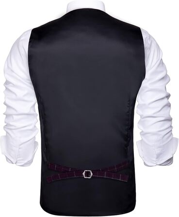 Жилет чоловічий стильний вінтажний Hi-Tie з коміром V-подібний без рукавів для весілля, офіційних заходів, прому, темно-червоний, XL