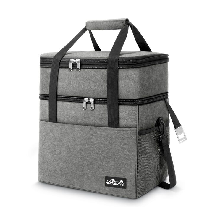 Термосумка Viedouce 30L: Ізольована сумка-холодильник для пікніків, кемпінгу та подорожей (сіра)