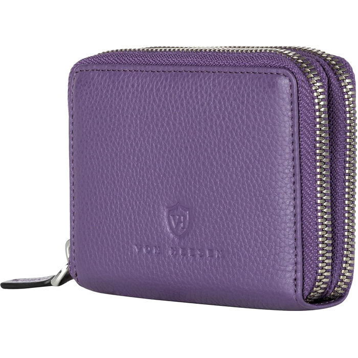 VON HEESEN Leather Wallet with RFID Blocker - Wallet for Women & Men made of Genuine Leather - Wallet with Coin Pocket - Purse for Women and Men in Violet