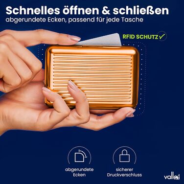 VALLET® Елегантне шкіряне картхолдер з RFID захистом (алюміній, помаранчевий)