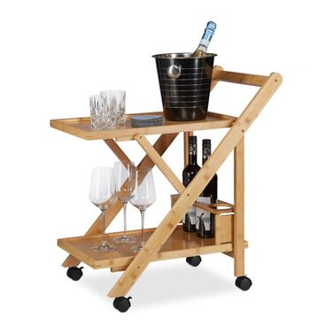 Relaxdays Kitchen Cart Bamboo with 2 Shelves