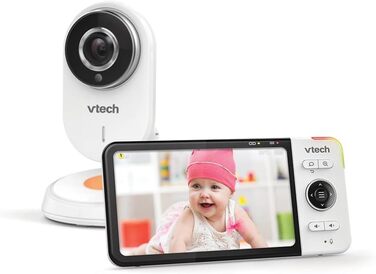 Vtech VM901-1W WiFi камера, дитячий відеомонітор з 5-дюймовим HD-дисплеєм, поворотна камера 1080P, мобільний додаток, широкий кут огляду 120°, сумісність з iOS та Android