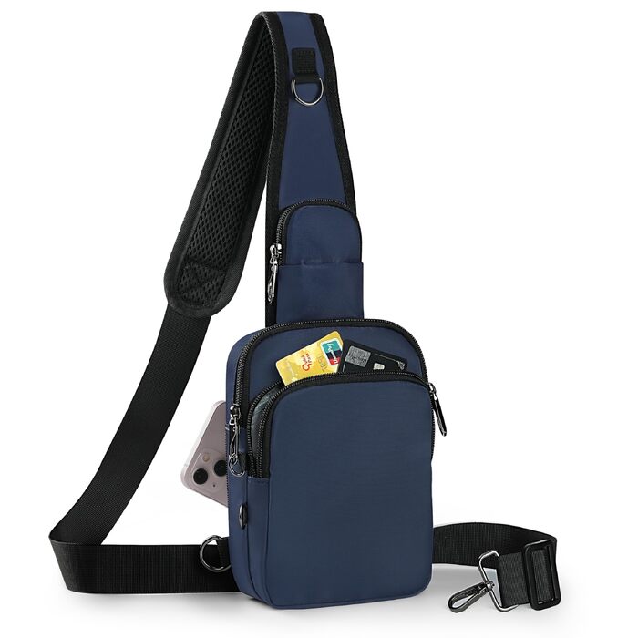 Чоловіча/жіноча нагрудна сумка-слінг, водовідштовхувана, з RFID-захистом (Блакитна)