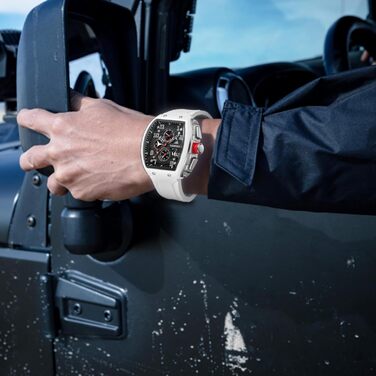 HANPOSH Чоловіжі годинники: аналогові кварцові годинники для спорту та тактики, водонепроникні, чорно-білі