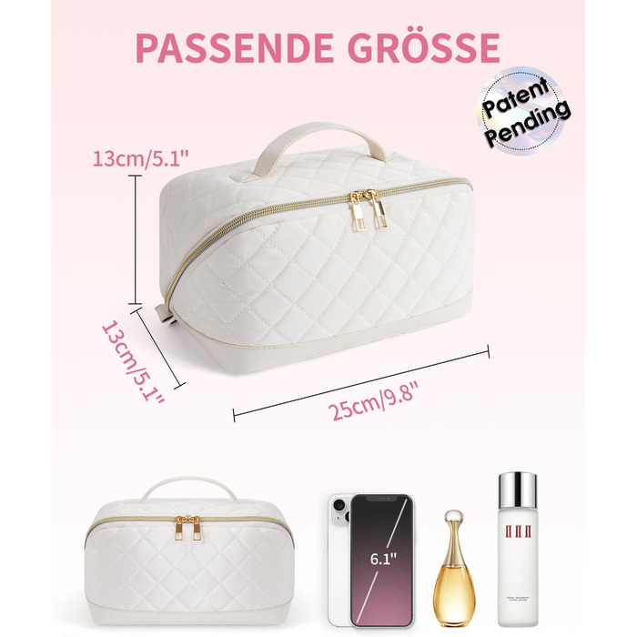 Косметичка для подорожей Wandering Nature для жінок: велика, водонепроникна, з відділенням для пензликів (Beige)