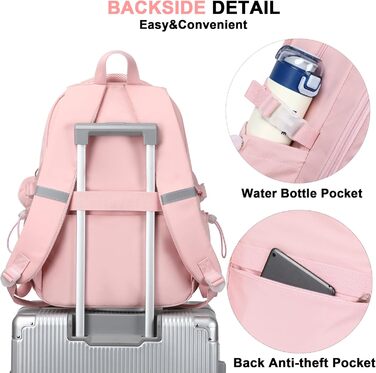 Шкільний рюкзак для підлітків, дівчаток, 3-в-1: рюкзак, ланчбокс, пенал (рожевий). Підходить для ноутбука 15.6