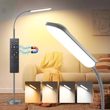 LED-стійка лампа Marctronic для вітальні з регулюванням яскравості, 18W, 1800LM, з пультом та сенсорним керуванням, швидка установка, для офісу, спальні (сіра)