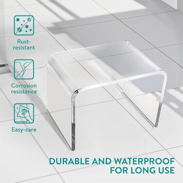 Navaris Acrylic Shower Stool modern - Bathroom stool for the shower - Ideal as a shower chair, bathroom stool, bathroom seat - Stool for shower - Seat stool bathroom - Chair Transparent