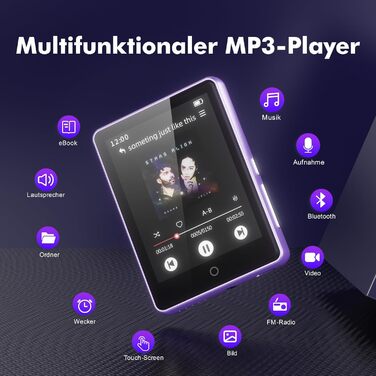 Дитячий MP3-плеєр з Bluetooth 5.3, вбудованим динаміком та сенсорним екраном 2.8