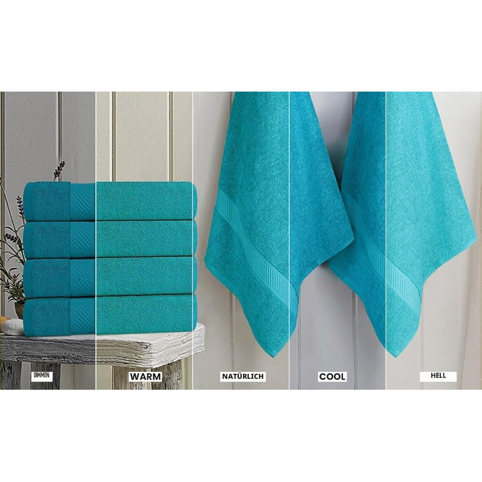 Набір банних рушників Utopia Towels 100% бавовна, 6 шт, 60x120 см, м'які та гігроскопічні рушники для душу та басейну (Бірюзовий)