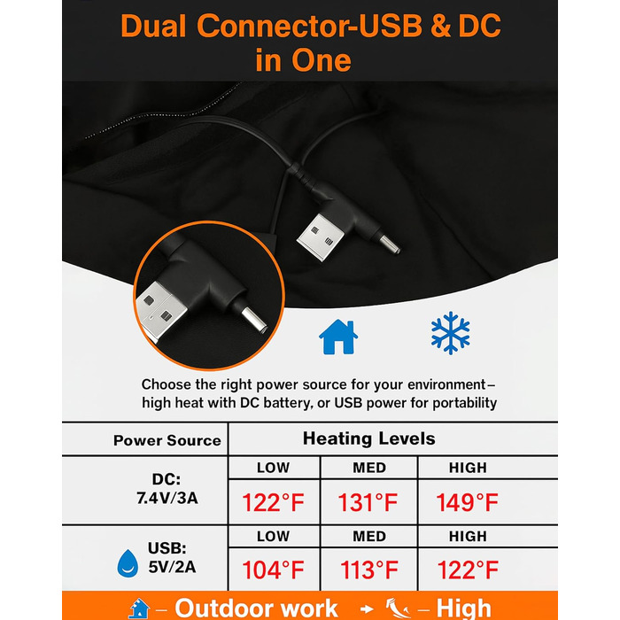 Обогреваемый жилет для мужчин и женщин с 26 зонами обогрева – жилет с поддержкой 5V/7.4V, быстрый нагрев, 4 зоны управления – идеально подходит для зимней велоспорта, кемпинга и работы – без аккумулятора, черный, XL